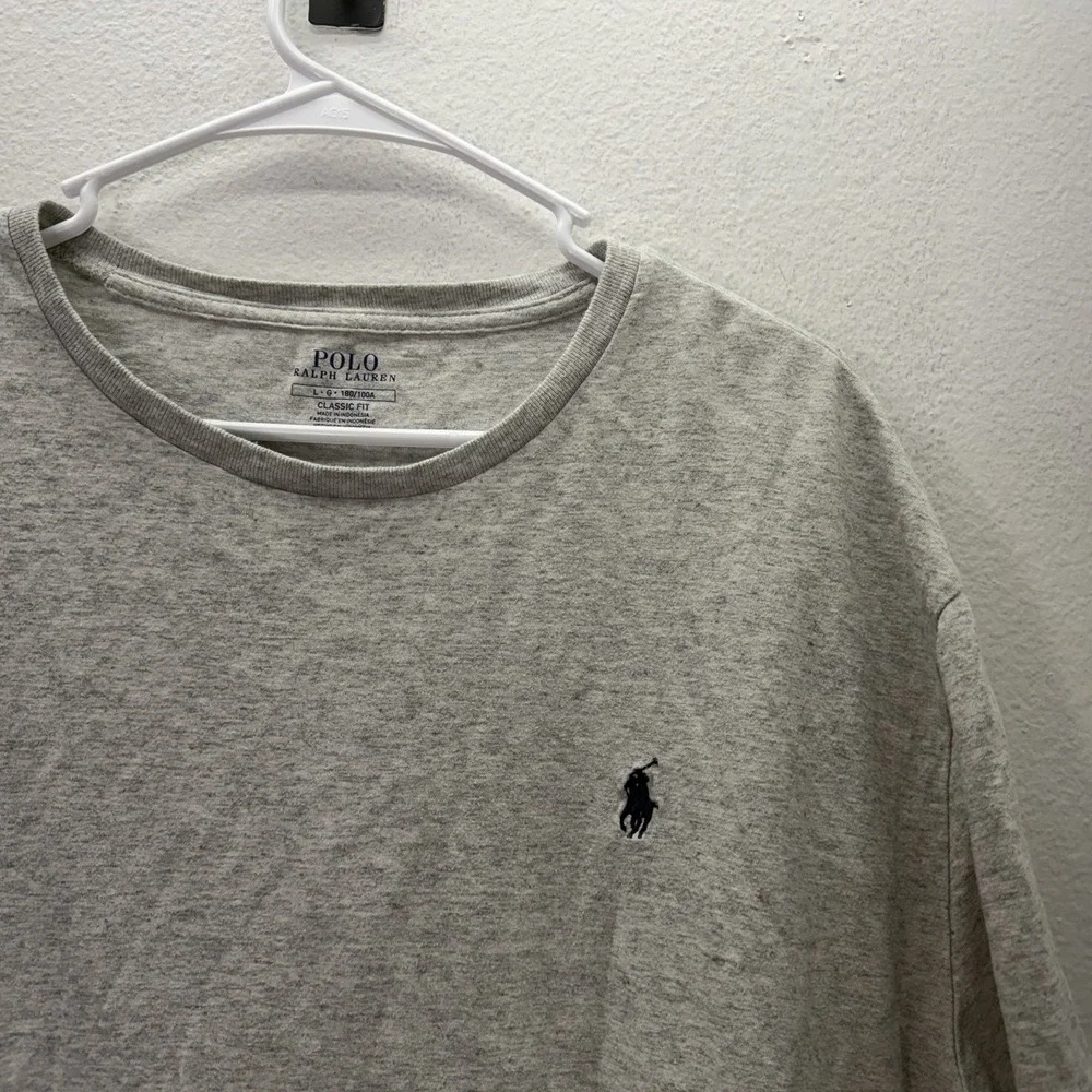 POLO RALPH LAUREN Classic Fit Men's Gray 100% Cotton T Shirt Casual Preppy Sz L